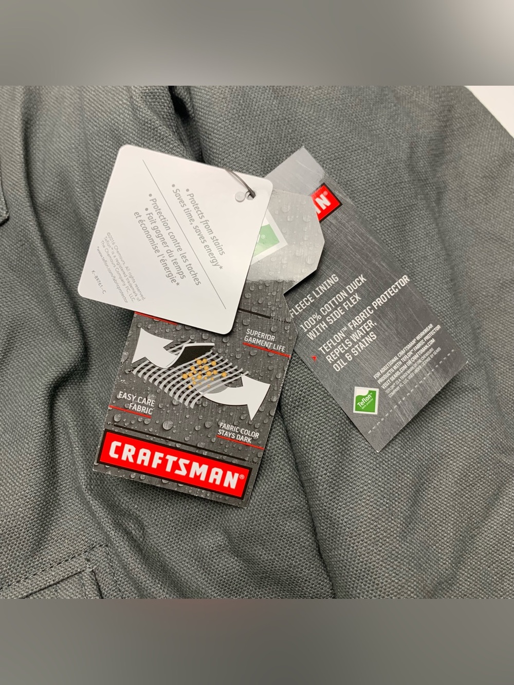 Craftsman Canvas Work Jacket Gray Heavy Duty Fleece Lined Coat Mens Size XL - Picture 11 of 11